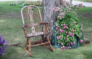 Rocking chair and flowers clipart