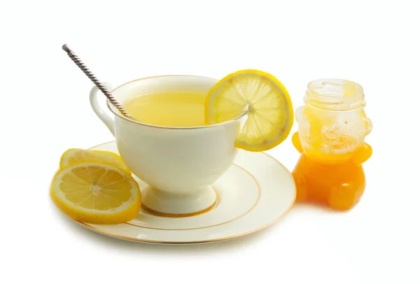 Zelený čaj s citronem a medem — Stock fotografie