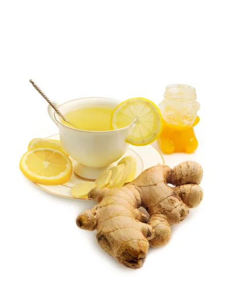 Tè allo zenzero con limone e miele — Foto Stock
