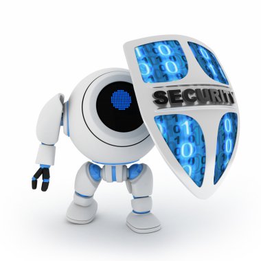 Robot and shield clipart