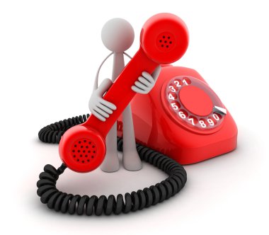 Man and Telephone red clipart