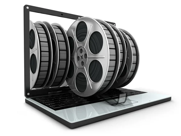 Laptop a filmy — Stock fotografie