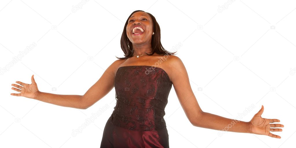 African American Woman Overjoyed about Something