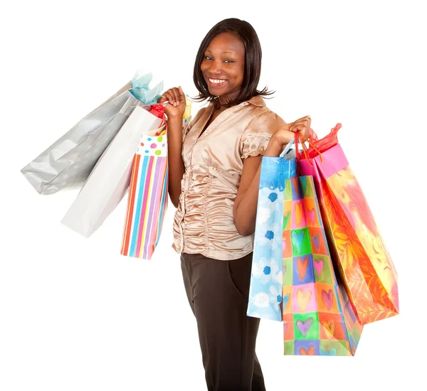 African American Woman on a Shopping Spree — Stock Photo, Image