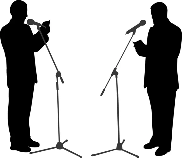 Public speaking silhouettes — Stock Vector