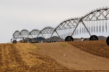 Pivot irrigation system ready to work clipart