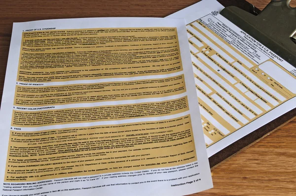 Formulario de solicitud para un pasaporte de EE.UU. — Foto de Stock