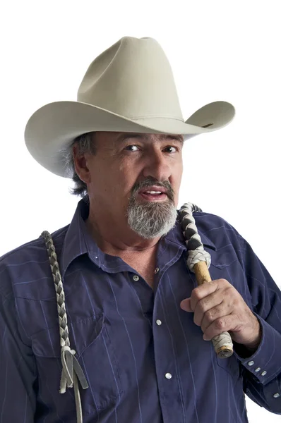 Amerikanischer Cowboy mit Ochsenpeitsche — Stockfoto
