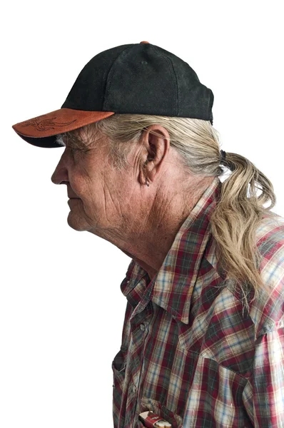 Senior man with a ponytail — Stock Photo, Image