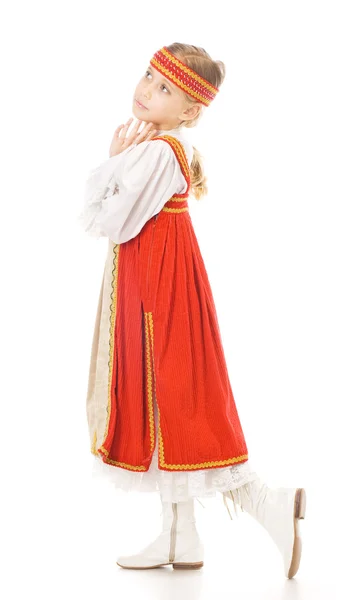 stock image Young girl dancing in national dress