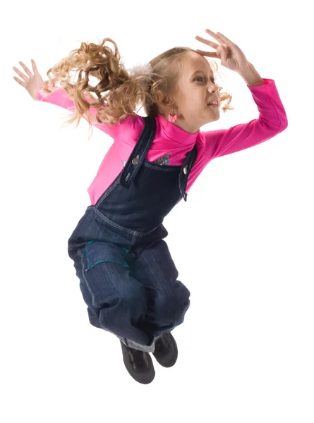 跳跃的快乐的年轻女孩 — 图库照片
