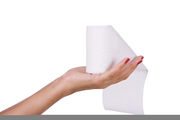 Toalett papper i handen — Stockfoto