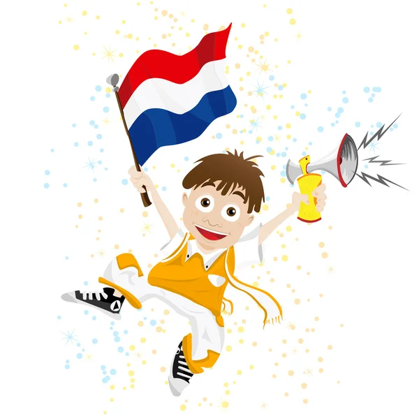 Hollandalı spor meraklısı bayrak ve boynuz — Stok Vektör
