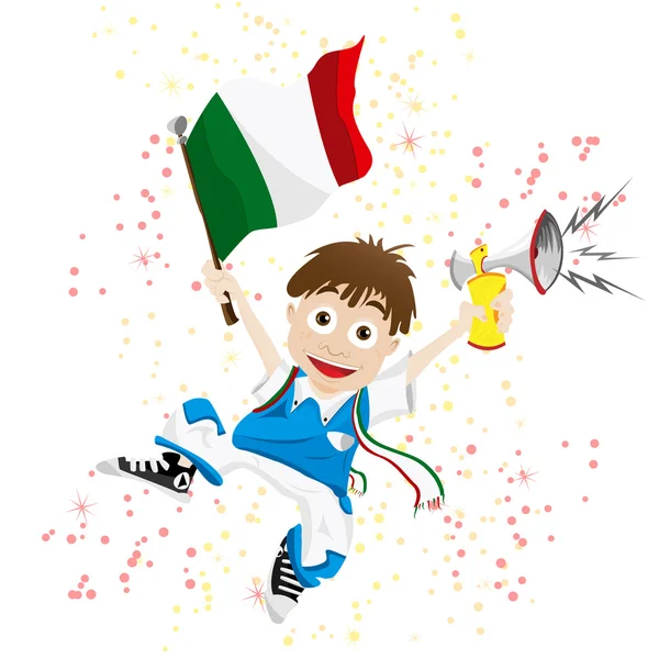 Italien Sportfan mit Fahne und Hupe — Stockvektor