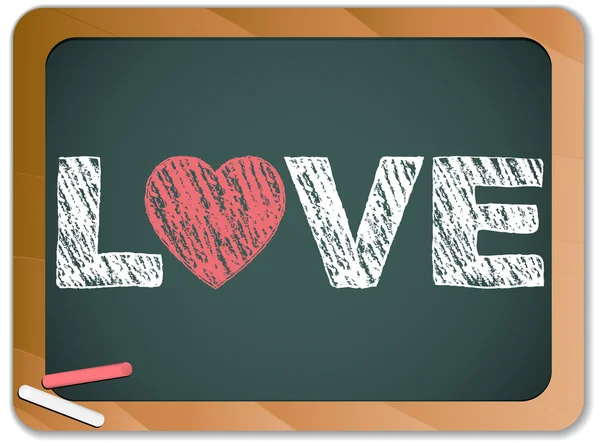 Pizarra con corazón de amor Mensaje escrito con tiza — Vector de stock