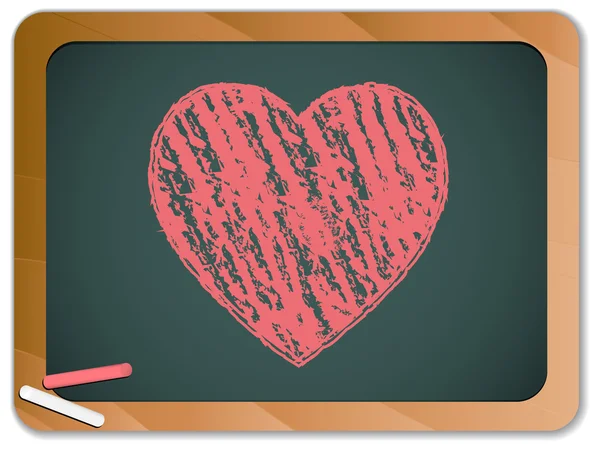 Kalp tebeşir ile yazılmış yazı tahtası — Stok Vektör