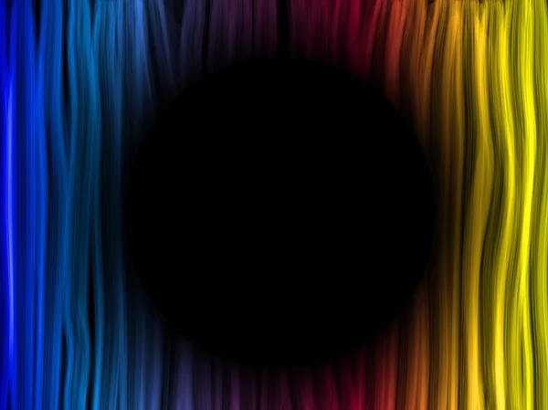 Abstract Rainbow Lines Background with Black Circle — Stock Vector