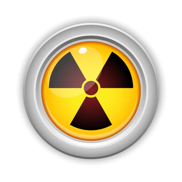 Radioactive Danger Yellow Button. Caution Radiation — Stock Vector