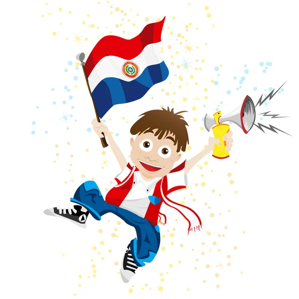Paraguay sport ventilator met vlag en hoorn — Stockvector