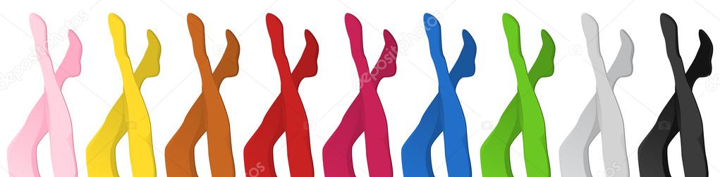 Women colorful pantyhoses legs