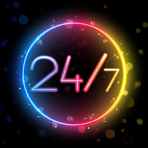 Neon 24 uur regenboog cirkel — Stockvector