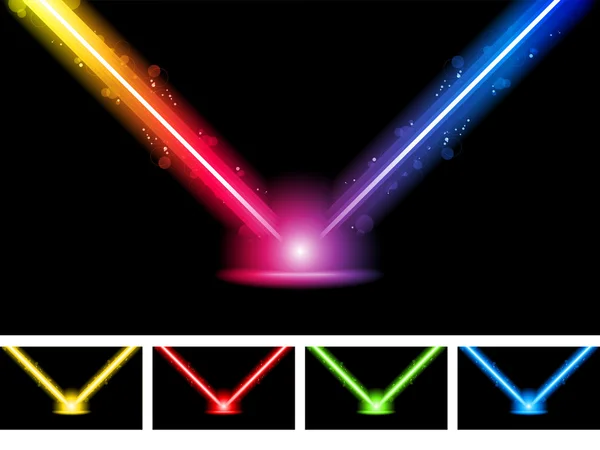 Πολύχρωμα φώτα νέον λέιζερ — Διανυσματικό Αρχείο