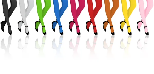 Pernas de meninas com meias coloridas —  Vetores de Stock