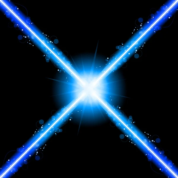 Luzes azuis do néon do laser — Vetor de Stock