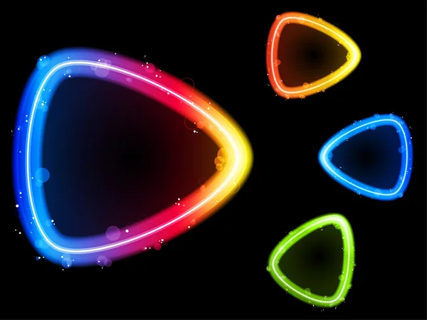 Regenboog driehoek grens met sparkles en swirls — Stockvector