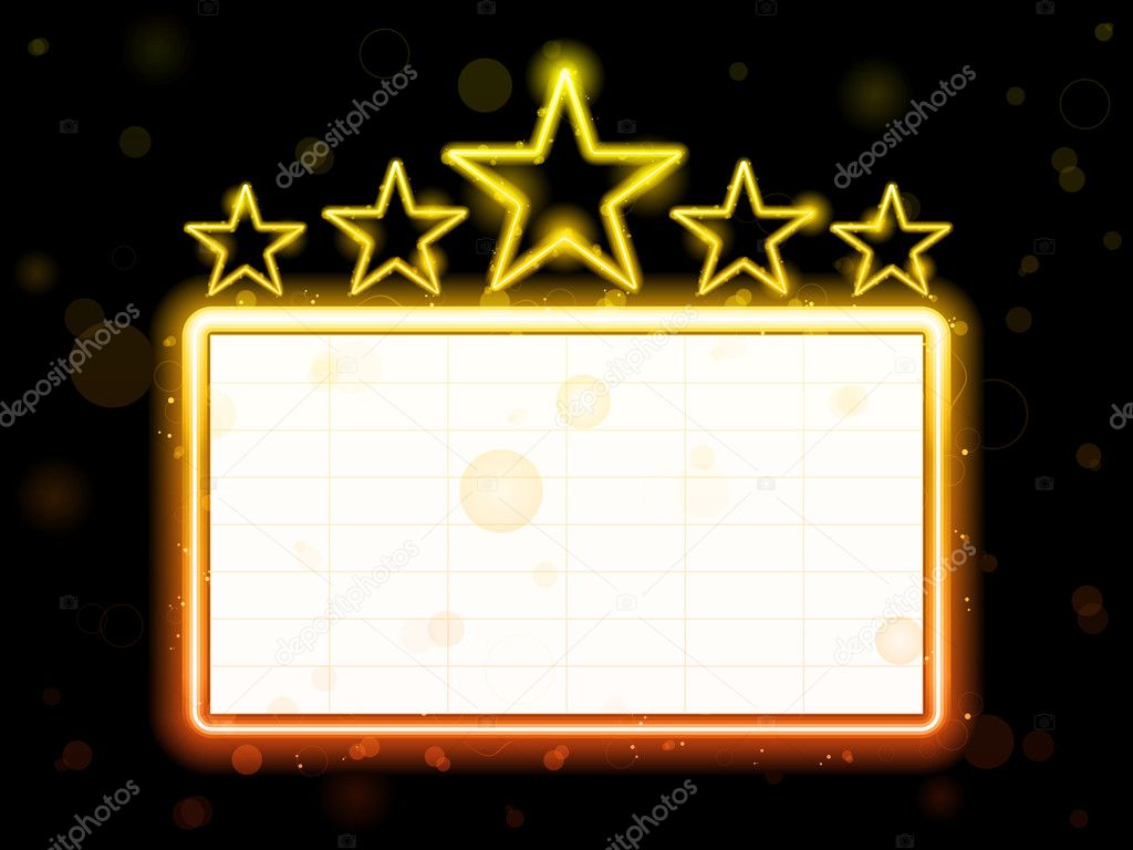 Star Neon Movie Sign With White Copyspace