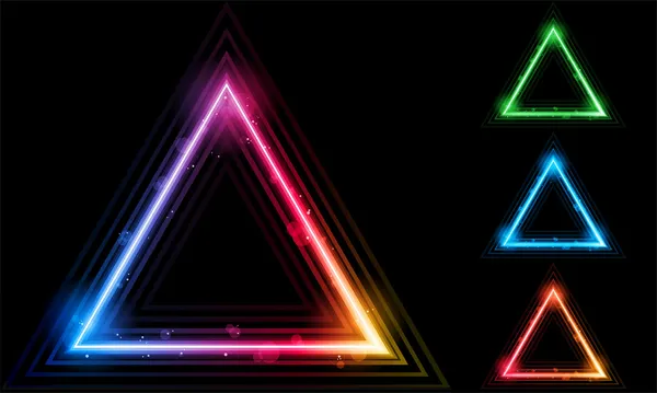 Set of Neon Laser Triangle Border — Stock Vector