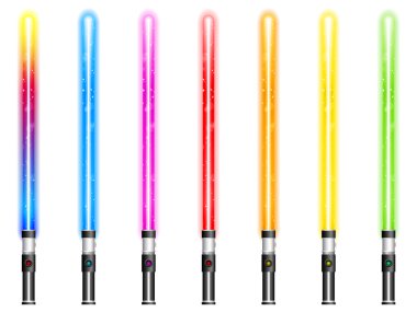 Lightsaber In Seven Different Colors clipart