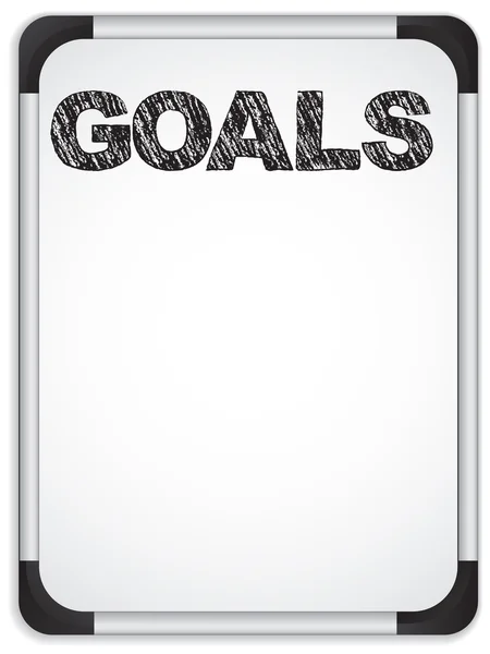 Tableau blanc avec objectifs Message écrit en noir — Image vectorielle