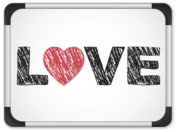 Pizarra con corazón de amor Mensaje escrito en Negro — Vector de stock