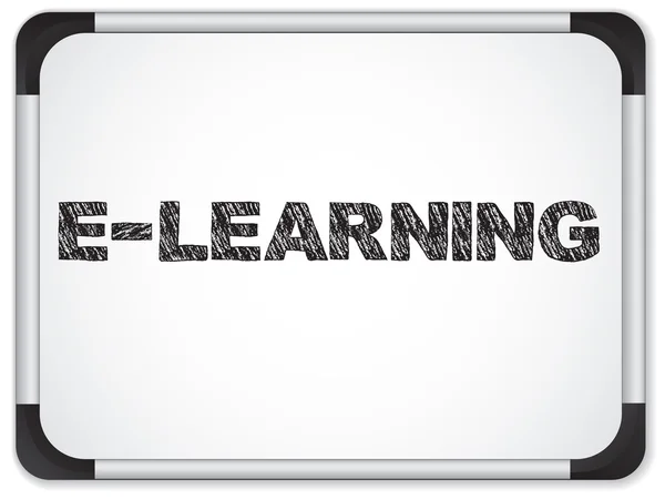 Whiteboard mit schwarzer E-Learning-Botschaft — Stockvektor