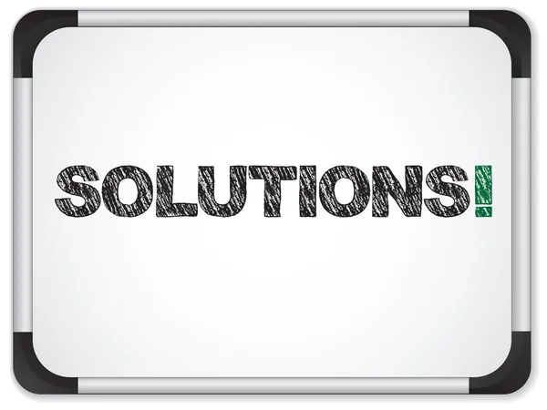Whiteboard with Solutions Message written in Black — Stock Vector