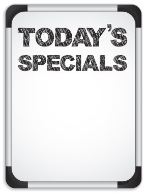 Whiteboard with Today's Specials Message written with Chalk clipart