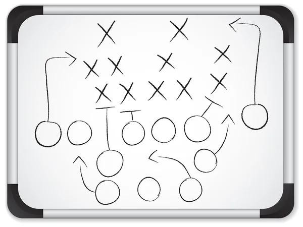 Vector - Estrategia del plan de juego de fútbol de trabajo en equipo en pizarra blanca — Vector de stock