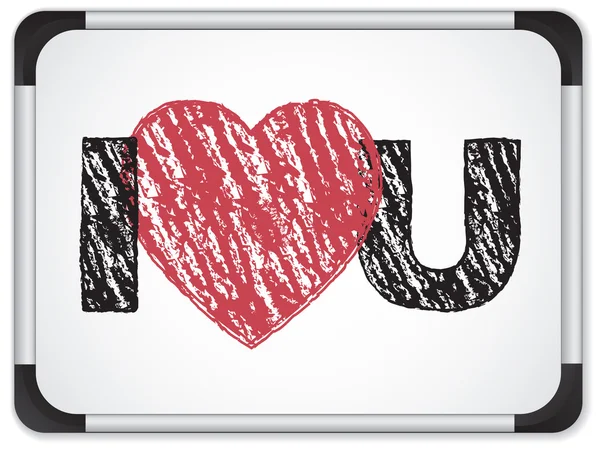 Beyaz tahta ile ben seviyorum mesaj kalp tebeşir ile yazılı — Stok Vektör