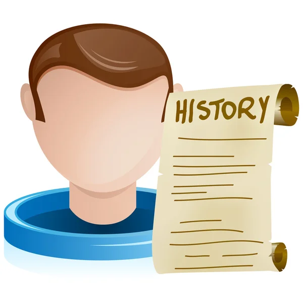 Männerkopf mit historischem Papier — Stockvektor