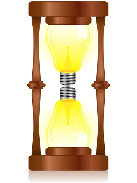 Kreativitet timglas med glödlampa — Stock vektor