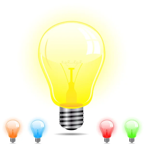 Glödlampa i 5 olika färger — Stock vektor