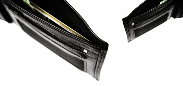 黒レザー折財布ウォレット — ストック写真