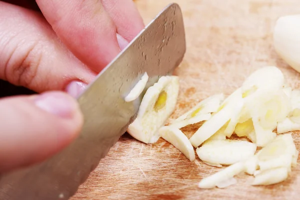 stock image Chopping the Garlic