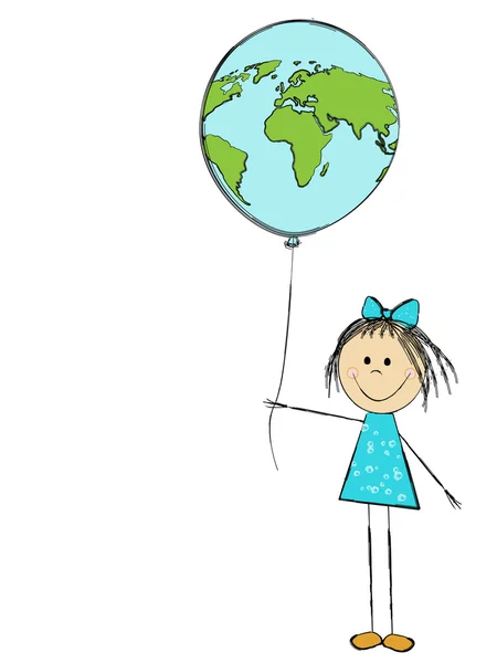 Mädchen mit Luftballon — Stockvektor