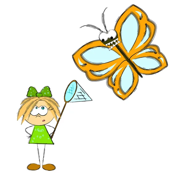 Mädchen und Schmetterling — Stockvektor