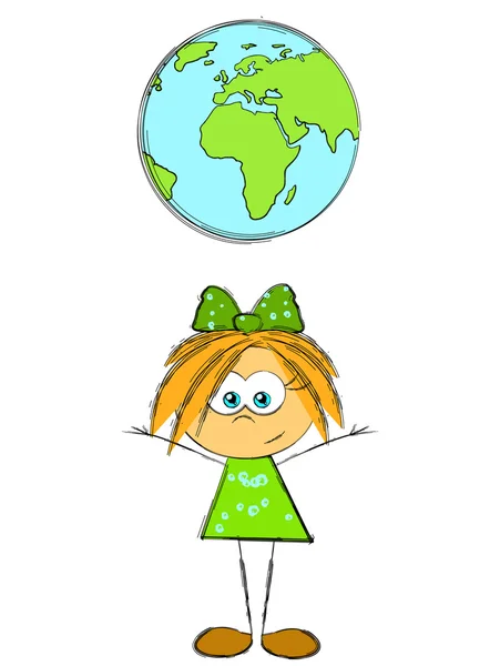 Girl with Earth — Stock Vector