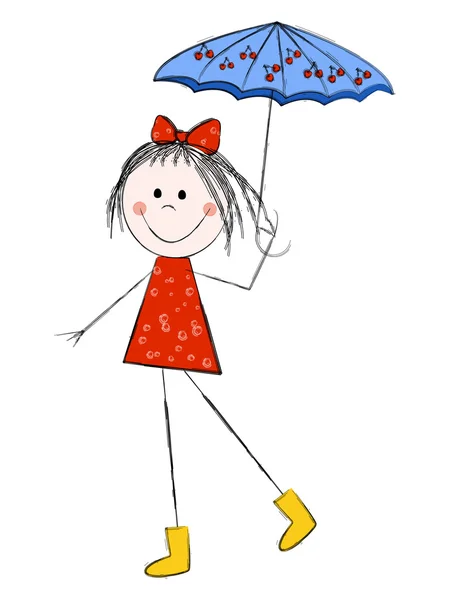傘を差した女の子 — ストックベクタ