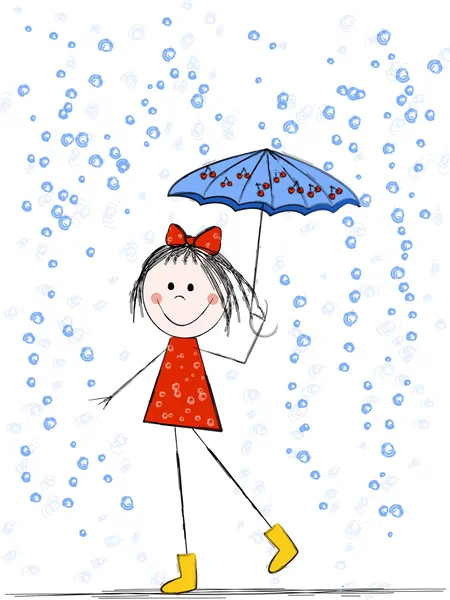 Gadis dengan payung - Stok Vektor