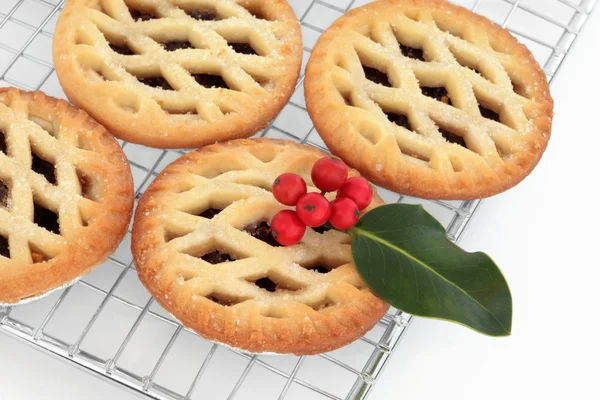 Mince Pie Cakes and Holly — Stock Photo, Image